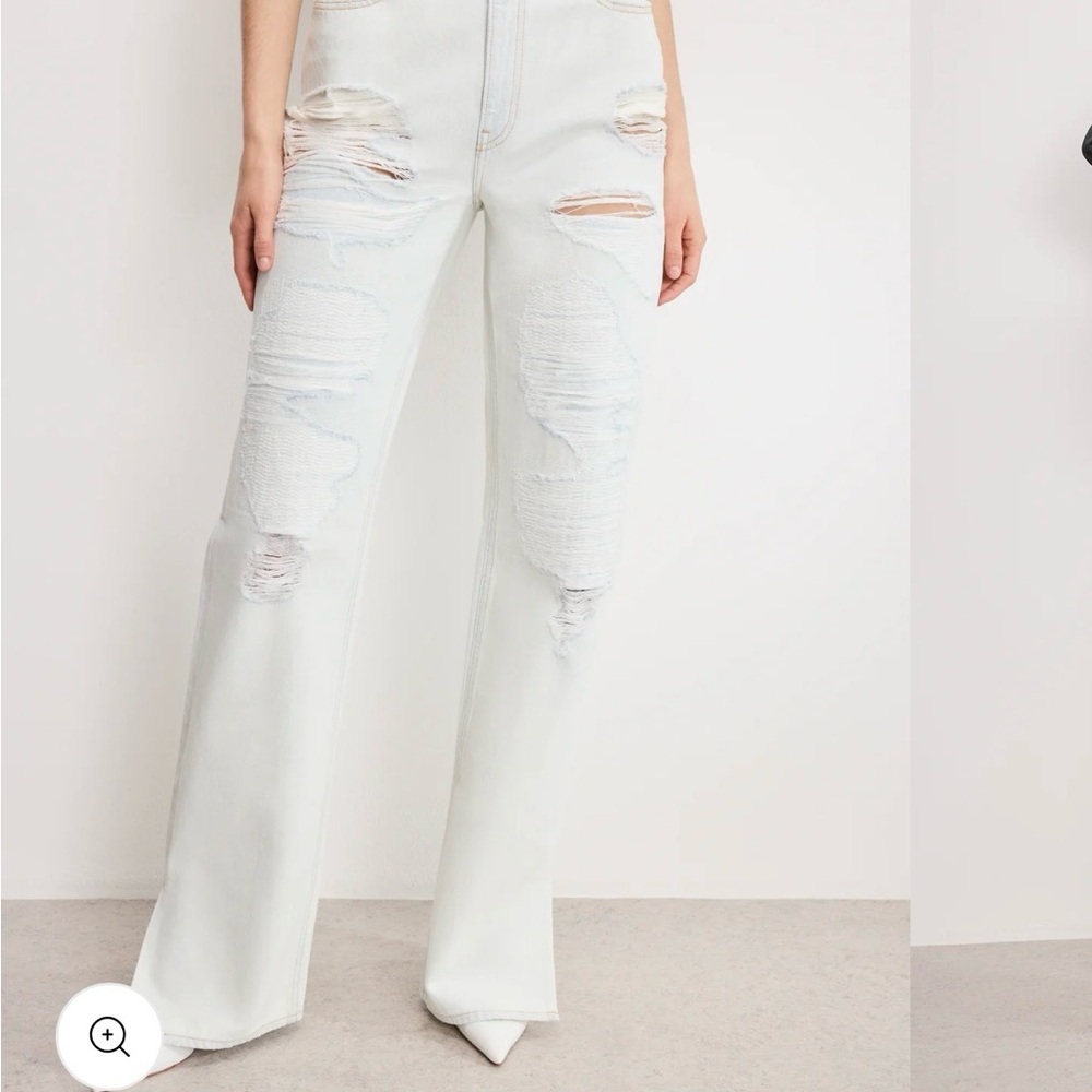 Good American -  Khloe  Distressed Flare Jeans
